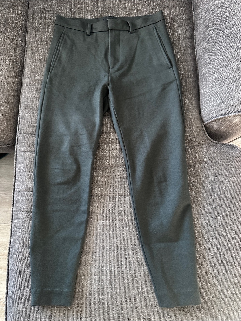 COS 28R Dark Green Ponte Stretch Slim Tapered Ankle Zip Trousers